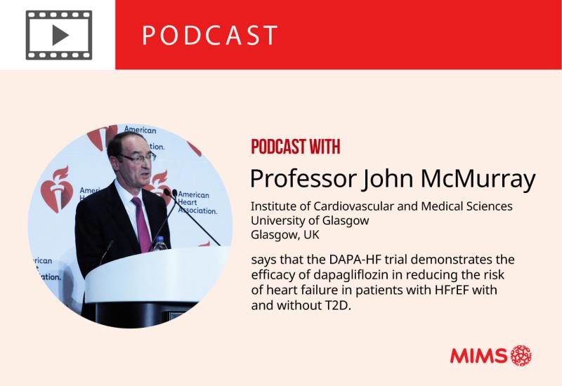 Podcast: Professor John McMurray says that the DAPA-HF trial demonstrates the efficacy of dapagliflozin in reducing the risk 